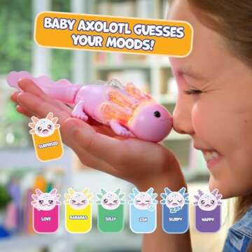 Fingerlings Interactive Baby Axolotl with Inflatable Pool, Alix, Swims and Lights Up in Water, Rainbow Lights Tell Your Mood (Ages 5+)