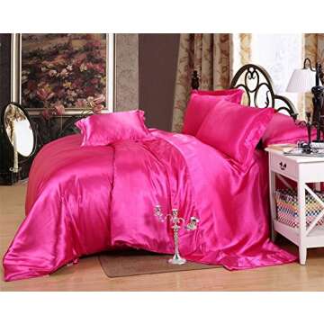 King Size Sheet Set - 6 Piece Set - Hotel Luxury Satin Bed Sheets - 18" Deep Pockets - Easy Fit - Breathable & Cooling - Wrinkle Free - Hot Pink (1 Flat Sheet, 1 Fitted Sheet & 4 Pillowcases)