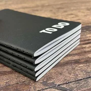 RICCO BELLO 3.5 x 5.5 Inch Pocket to Do Checklist Notebook, 64 Pages Per Notebook, 5-Pack (Black)