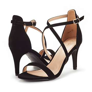 DREAM PAIRS Womens Dolce Fashion Stilettos Open Toe Pump Heel Sandal Black Nubuck - 7
