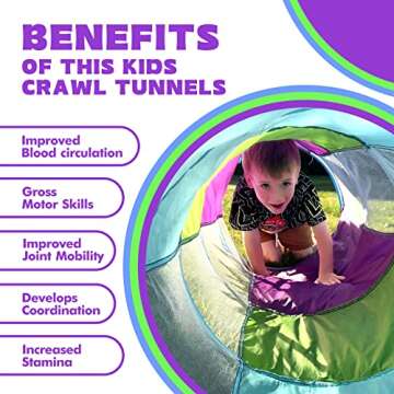Kids Play Tunnel for Toddlers 1-3, Tunnels for Kids to Crawl Through Indoor Outdoor Pop Up Play Tent for Toddler Babies Children Girl Boy Game Toys 5ft Long