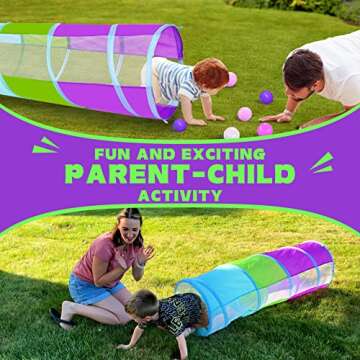 Kids Play Tunnel for Toddlers 1-3, Tunnels for Kids to Crawl Through Indoor Outdoor Pop Up Play Tent for Toddler Babies Children Girl Boy Game Toys 5ft Long