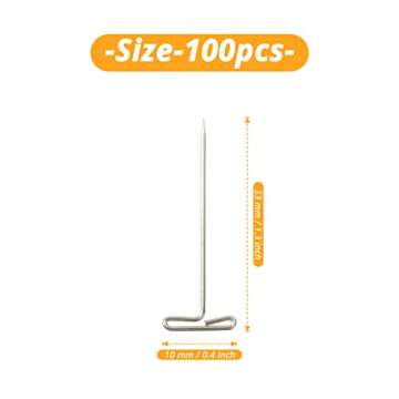 YEEPSYS 100 Pack Mannequin Wig Pins, 1.25 Inch T Hair Pins for Mannequin Head, Professional Styling Clip for Making and Display Wigs, Clothes