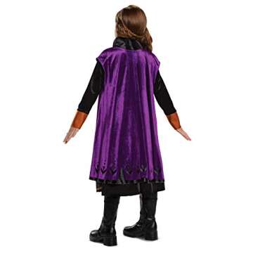 Disney Anna Frozen 2 Deluxe Girls' Halloween Costume, Kids Size Small (4-6x), Purple