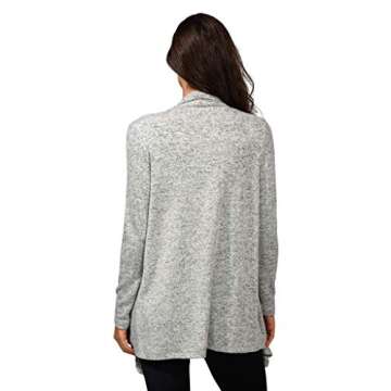 90 Degree By Reflex Ultra Soft Hacci Draped Open Cardigan Sweater - Heather Grey - Medium