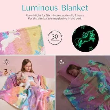 Joiedomi Glow in The Dark Blanket for Kids 50x60 Inches
