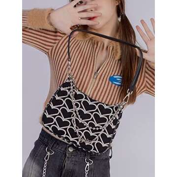 FONETTOS Punk Bag, Sourpuss Gothic Tote Purse Y2K Cool Style Trendy Women Shoulder Bags Rock Fashion Girls Handbag