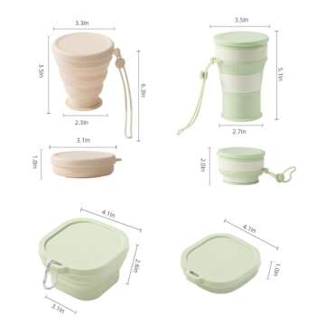 MANMOON 3 Pack Silicone Collapsible Travel Cup,Folding Camping Cup with Lid, Reusable Drinking Cup-Portable,Perfect for Camping,Hiking and Sport Events, for Hot and Cold Drinks (Green)