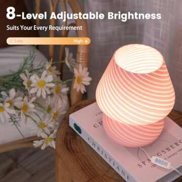 ULAROOM USB Plug-in Mushroom Lamp Small Bedside Table Lamp with 3 Temperature LED Bulb, Free Dimming...