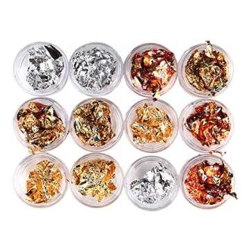 MEILINDS Foil Nail Art Flakes, Holographic Foil Chips for Nails Decoration, Nail 3D Glitter Chip Seq...