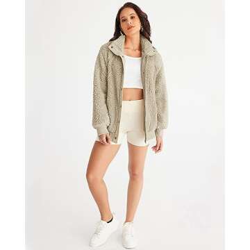 MEROKEETY Women's 2024 Winter Long Sleeve Button Sherpa Jacket Coat Casual Warm Fleece