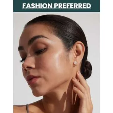 6 Pairs Stud Earrings Set, Hypoallergenic Cubic Zirconia 316L Earrings Stainless Steel CZ Earrings 3-8mm, Rose Gold (Rose gold)