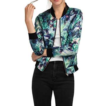 Allegra K Women’s Floral Winter Bomber Jacket for Style