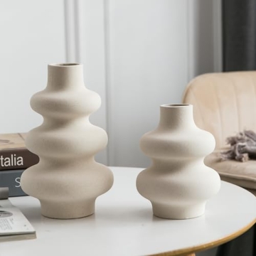 Off White Ceramic Vase Set for Modern Home Decor