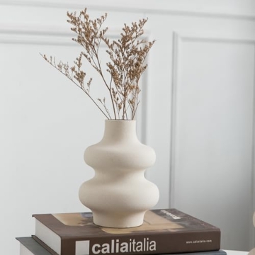 Off White Ceramic Vase Set for Modern Home Decor