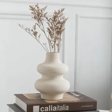 Off White Ceramic Vase Set for Modern Home Decor