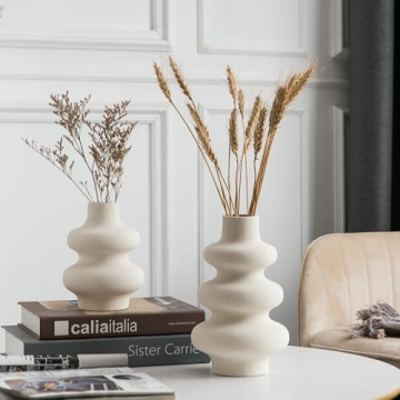 Off White Ceramic Vase Set for Modern Home Decor