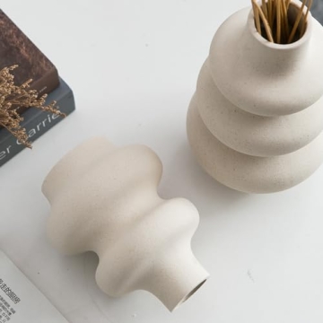 Off White Ceramic Vase Set for Modern Home Decor