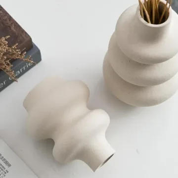 Off White Ceramic Vase Set for Modern Home Decor