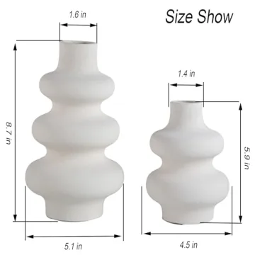 Off White Ceramic Vase Set for Modern Home Decor