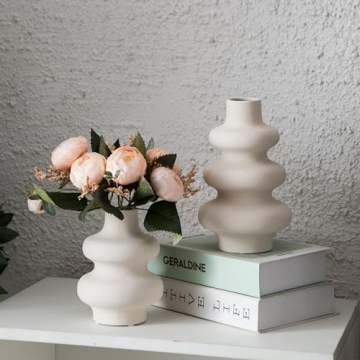 Off White Ceramic Vase Set for Modern Home Decor