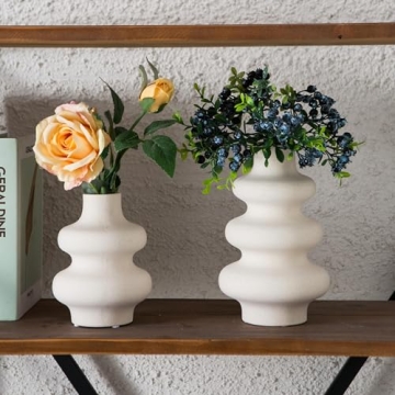 Off White Ceramic Vase Set for Modern Home Decor