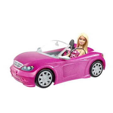 Barbie Playset with Sparkly Pink 2-Seater Toy Convertible Car Featuring Glam Details & Fashion Doll in Sundress & Sunglasses (Amazon Exclusive)