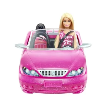 Barbie Playset with Sparkly Pink 2-Seater Toy Convertible Car Featuring Glam Details & Fashion Doll in Sundress & Sunglasses (Amazon Exclusive)
