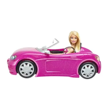 Barbie Playset with Sparkly Pink 2-Seater Toy Convertible Car Featuring Glam Details & Fashion Doll in Sundress & Sunglasses (Amazon Exclusive)