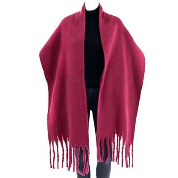 AUSEKALY Women's Scarf Big Colorful Thick Blanket Wrap Winter Oversized Warm Chunky Scarves Solid Bu...