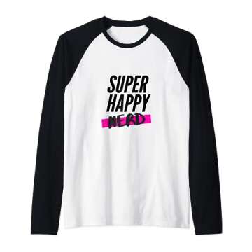 Super Happy Nerd cool and fun costume Raglan Baseball Tee