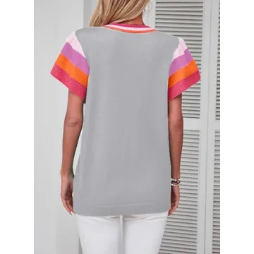 SHEWIN Trendy Women's Casual Knit Pullover Top Grey