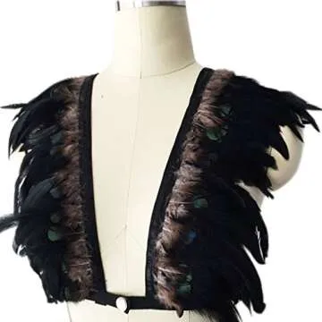 Feathers Body Harness Bra Tops Women Steampunk Goth Festival Burning Man Plus Size
