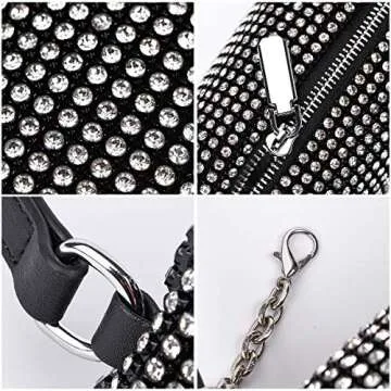 Bling Bling Crystals Evening Clutch Bag for Women Girls Sparkling Crossbody Bag Wedding Prom Party Club Purses Handbags Black&white Diamonds