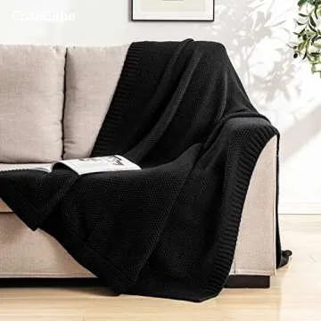 CozeCube Black Throw Blanket - Cozy Lightweight Knit
