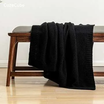 CozeCube Black Throw Blanket - Cozy Lightweight Knit