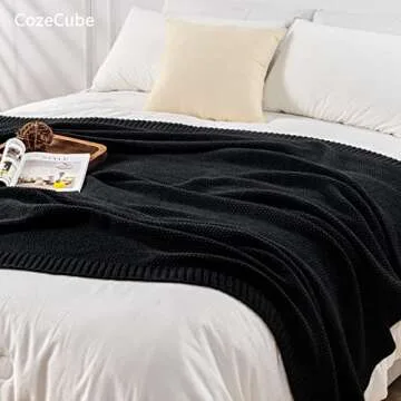 CozeCube Black Throw Blanket - Cozy Lightweight Knit