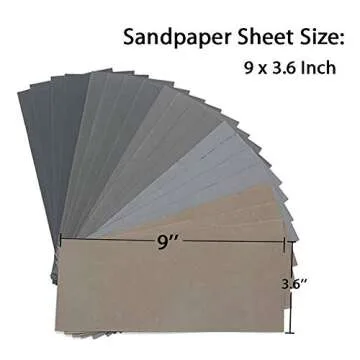 Leopard Twin-Ultra Fine 51 Pcs Wet Dry Sandpaper 120 to 10000 Assorted Grit Sanding Paper forWood Fu...