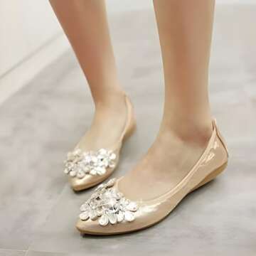 KUNWFNIX Ballet Flats: Sparkly & Comfortable Wedding Shoes