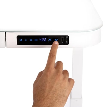 Seville Classics Airlift Electric Height Adjustable Desk with Glass Top