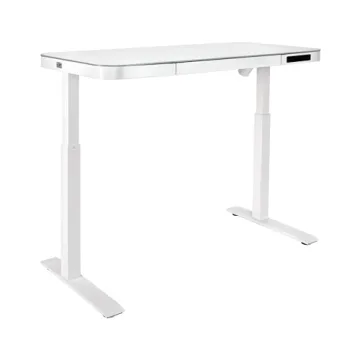 Seville Classics Airlift Electric Height Adjustable Desk with Glass Top