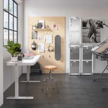 Seville Classics Airlift Electric Height Adjustable Desk with Glass Top