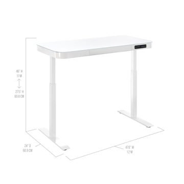 Seville Classics Airlift Electric Height Adjustable Desk with Glass Top