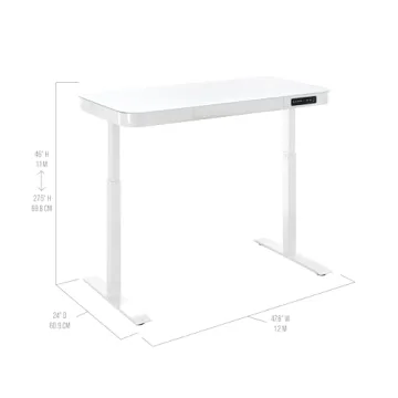 Seville Classics Airlift Electric Height Adjustable Desk with Glass Top
