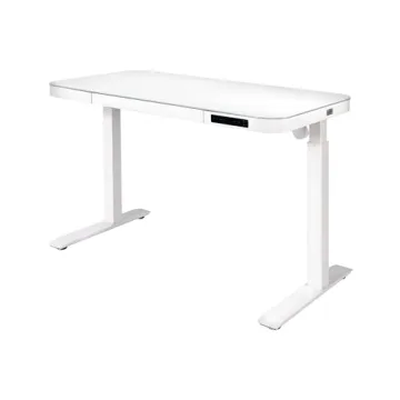 Seville Classics Airlift Electric Height Adjustable Desk with Glass Top