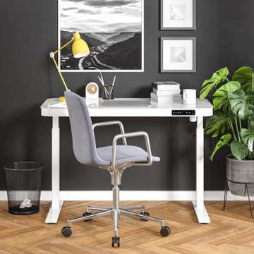 Seville Classics Airlift Electric Height Adjustable Desk with Glass Top