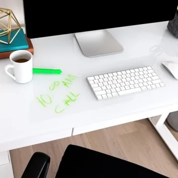 Seville Classics Airlift Electric Height Adjustable Desk with Glass Top