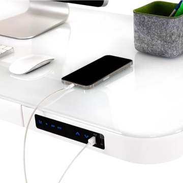 Seville Classics Airlift Electric Height Adjustable Desk with Glass Top