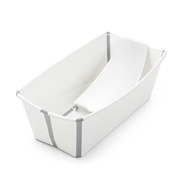 Stokke Flexi Bath Bundle, White - Foldable Baby Bathtub + Newborn Support - Durable & Easy to Store ...