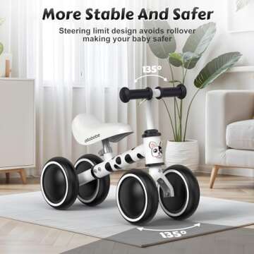 allobebe Baby Balance Bike for 1 Year Old, Toddler First Balance Bike, No Pedal Infant 4 Wheels Baby Walker First Birthday Gift, Mini Bike for 12-24 Months, Spotty Dog